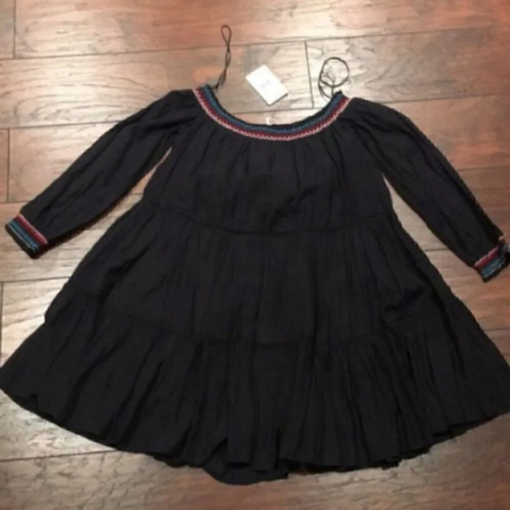 NWT Free People off the shoulder Mini gypsy Dress festival embroidered